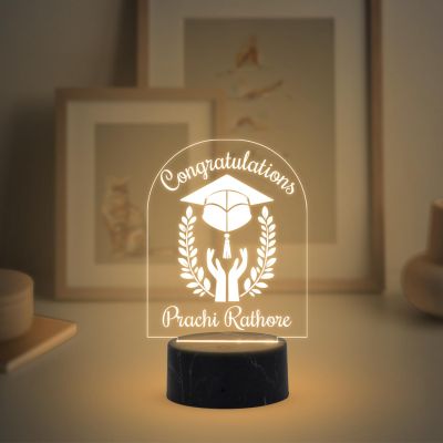 Congratulations On Your Graduation Night Lamp with Warm White Light Customize Name Gift for Collage Students Gift for Doctor, Law Students, Engineers, Nurse, CA
