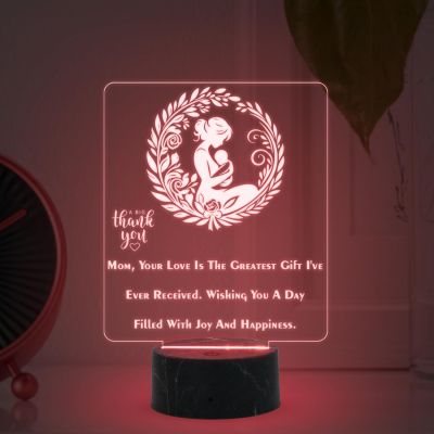 Mom, Your Love Is The Greatest Gift I've Ever Received. Engraved Night Lamp with Automatic Color Changing Light Mothers Day Gift for Mom Thank You Gift for Mom Surprise Gift for Mom