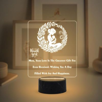 Mom, Your Love Is The Greatest Gift I've Ever Received. Engraved Night Lamp with Warm White Light Mothers Day Gift for Mom Thank You Gift for Mom Surprise Gift for Mom