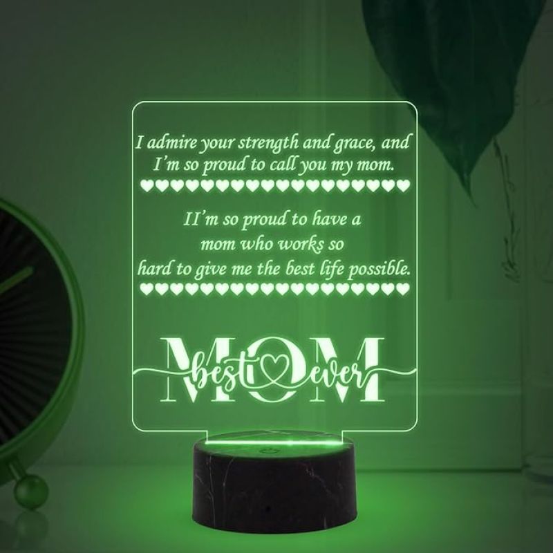 Mom Best Ever Engraved Night Lamp with Automatic Color Changing Light Mothers Day Gift for Mom Thank You Gift for Mom Surprise Gift for Mom
