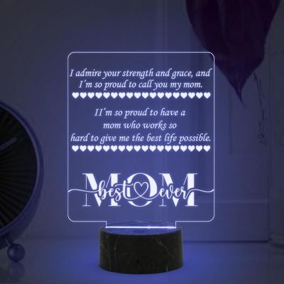 Mom Best Ever Engraved Night Lamp with Automatic Color Changing Light Mothers Day Gift for Mom Thank You Gift for Mom Surprise Gift for Mom