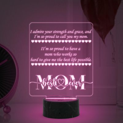 Mom Best Ever Engraved Night Lamp with Automatic Color Changing Light Mothers Day Gift for Mom Thank You Gift for Mom Surprise Gift for Mom