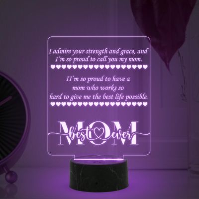 Mom Best Ever Engraved Night Lamp with Automatic Color Changing Light Mothers Day Gift for Mom Thank You Gift for Mom Surprise Gift for Mom