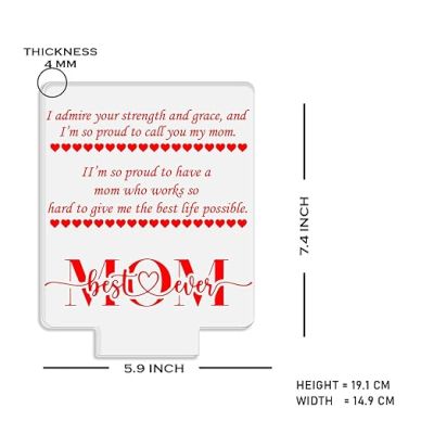 Mom Best Ever Engraved Night Lamp with Automatic Color Changing Light Mothers Day Gift for Mom Thank You Gift for Mom Surprise Gift for Mom