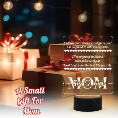 Mom Best Ever Engraved Night Lamp with Warm White Light Mothers Day Gift for Mom Thank You Gift for Mom Surprise Gift for Mom
