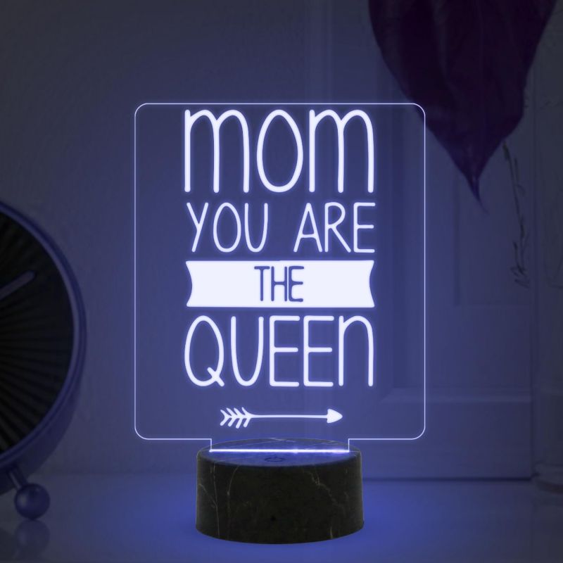 Mom You Are The Queen Text Night Lamp with Automatic Color Changing Light Mothers Day Gift for Mom Thank You Gift for Mom Surprise Gift for Mom
