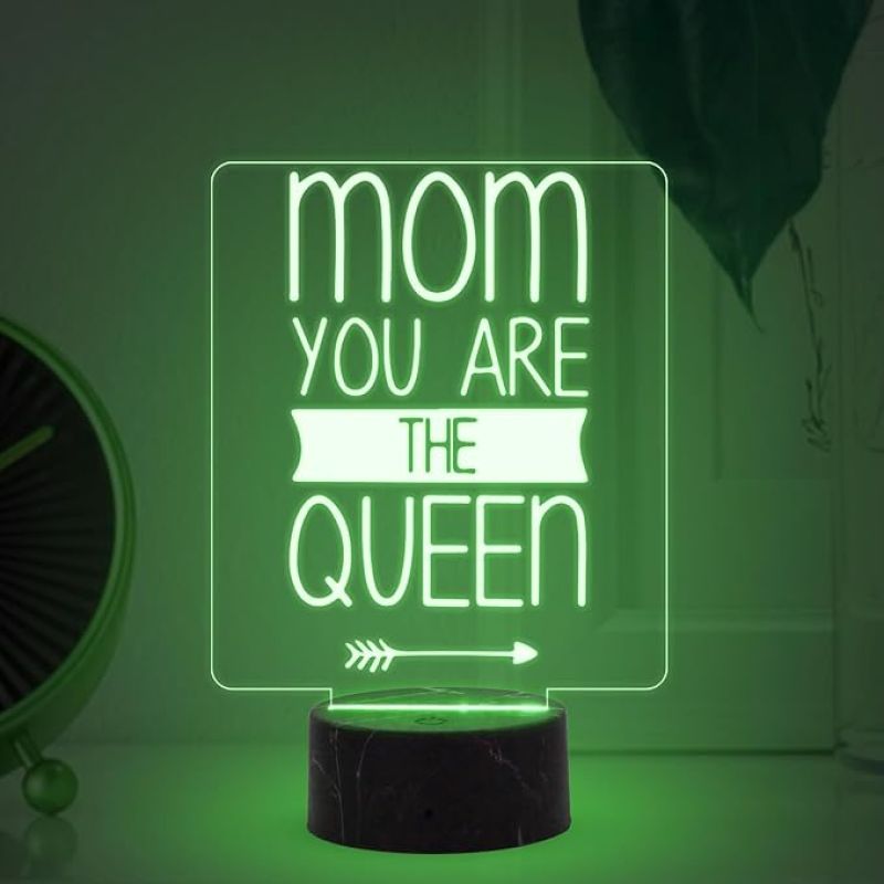 Mom You Are The Queen Text Night Lamp with Automatic Color Changing Light Mothers Day Gift for Mom Thank You Gift for Mom Surprise Gift for Mom