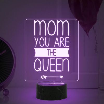 Mom You Are The Queen Text Night Lamp with Automatic Color Changing Light Mothers Day Gift for Mom Thank You Gift for Mom Surprise Gift for Mom