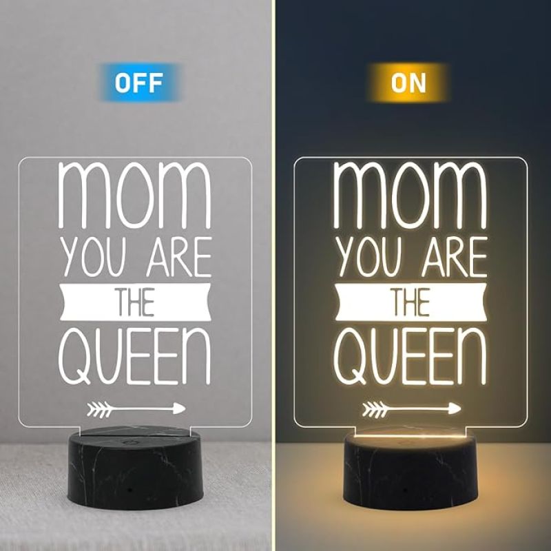Mom You Are The Queen Night Lamp with Warm White Light Mothers Day Gift for Mom Thank You Gift for Mom Surprise Gift for Mom