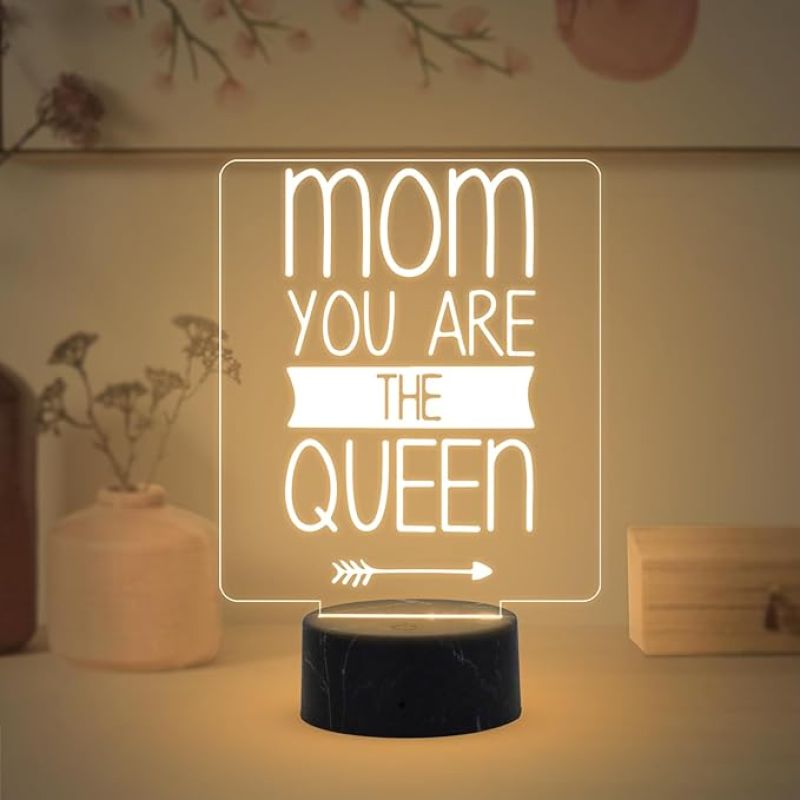 Mom You Are The Queen Night Lamp with Warm White Light Mothers Day Gift for Mom Thank You Gift for Mom Surprise Gift for Mom