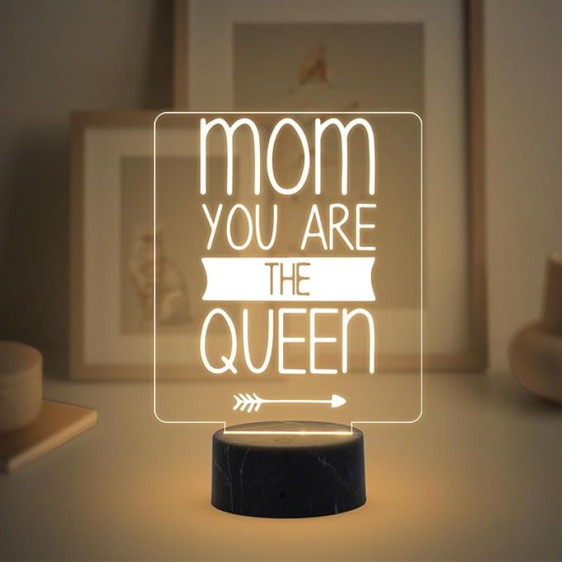 Mom You Are The Queen Night Lamp with Warm White Light Mothers Day Gift for Mom Thank You Gift for Mom Surprise Gift for Mom