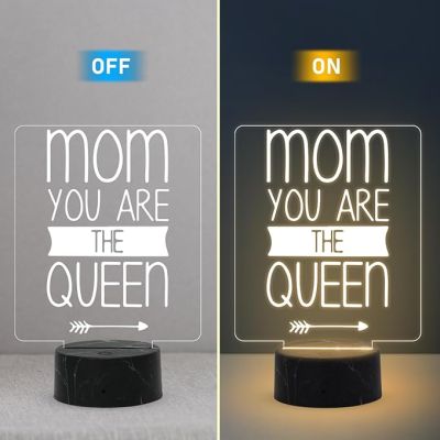 Mom You Are The Queen Night Lamp with Warm White Light Mothers Day Gift for Mom Thank You Gift for Mom Surprise Gift for Mom