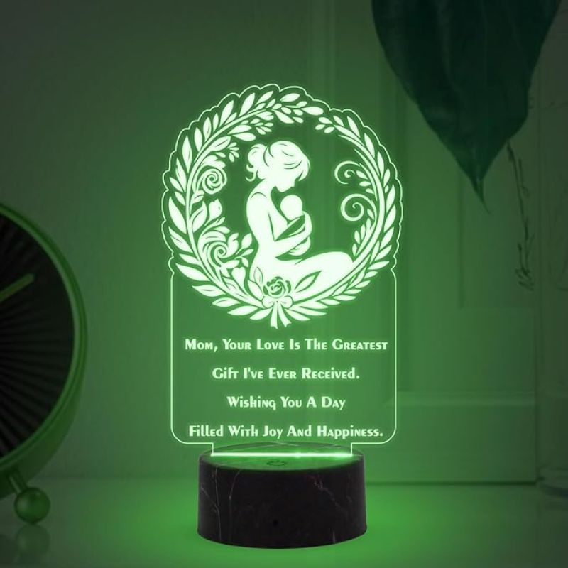 Wishing You A Day Filled With Joy And Happiness Engraved Night Lamp with  Automatic Color Changing Light Mothers Day Gift for Mom Thank You Gift for Mom Surprise Gift for Mom