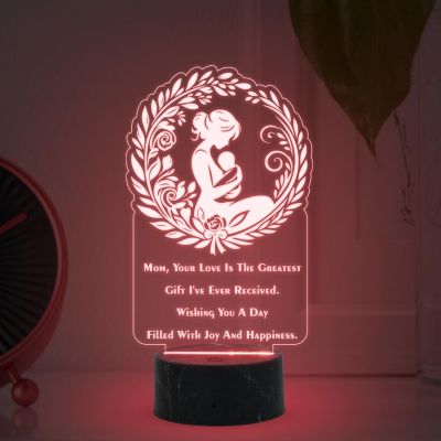 Wishing You A Day Filled With Joy And Happiness Engraved Night Lamp with  Automatic Color Changing Light Mothers Day Gift for Mom Thank You Gift for Mom Surprise Gift for Mom
