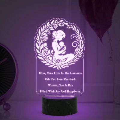 Wishing You A Day Filled With Joy And Happiness Engraved Night Lamp with  Automatic Color Changing Light Mothers Day Gift for Mom Thank You Gift for Mom Surprise Gift for Mom