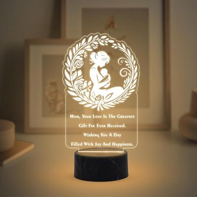 Wishing You A Day Filled With Joy And Happiness Engraved Night Lamp with Warm White Lamp Mothers Day Gift for Mom Thank You Gift for Mom Surprise Gift for Mom