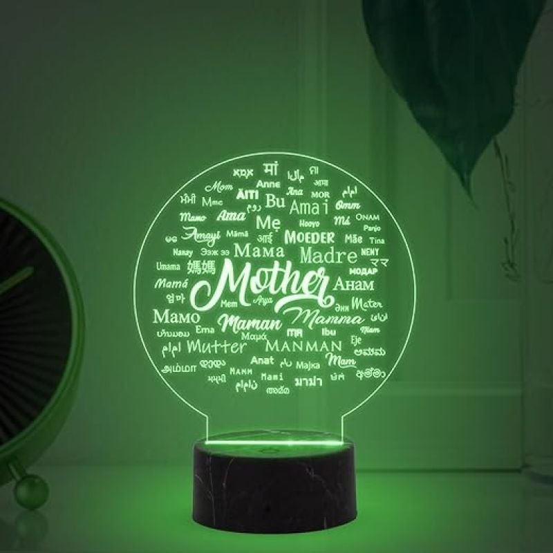 Mother Written in different languages Lamp with  Automatic Color Changing Light  Light Mothers Day Gift from Daughter Son Thankyou Gift for Mom