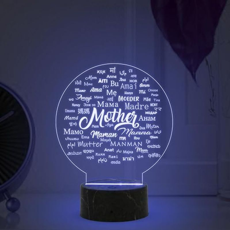 Mother Written in different languages Lamp with  Automatic Color Changing Light  Light Mothers Day Gift from Daughter Son Thankyou Gift for Mom