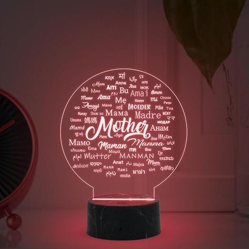 Mother Written in different languages Lamp with  Automatic Color Changing Light  Light Mothers Day Gift from Daughter Son Thankyou Gift for Mom