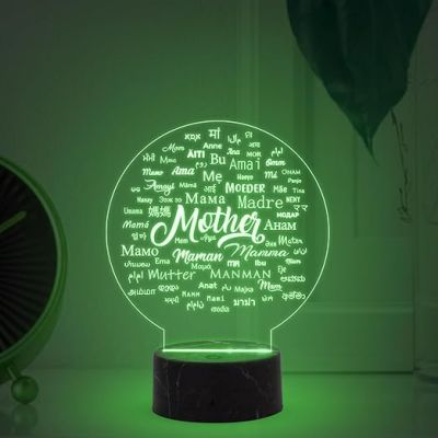 Mother Written in different languages Lamp with  Automatic Color Changing Light  Light Mothers Day Gift from Daughter Son Thankyou Gift for Mom