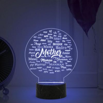 Mother Written in different languages Lamp with  Automatic Color Changing Light  Light Mothers Day Gift from Daughter Son Thankyou Gift for Mom