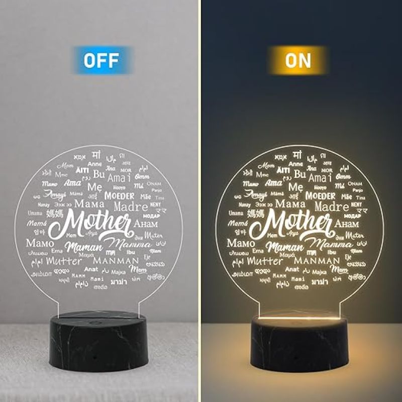Mother Written in different languages Lamp with Warm White Light Mothers Day Gift for Mom Thank You Gift for Mom Surprise Gift for Mom