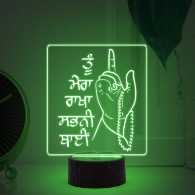 Ek Onkar Waheguru Tera Shukar Hai Punjabi Text Lamp with Automatic Color Changing Light Home, Temple, Office, Pooja Room Decor Light Gift for Punjabi Friend