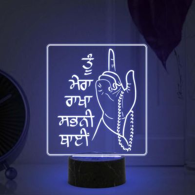Ek Onkar Waheguru Tera Shukar Hai Punjabi Text Lamp with Automatic Color Changing Light Home, Temple, Office, Pooja Room Decor Light Gift for Punjabi Friend
