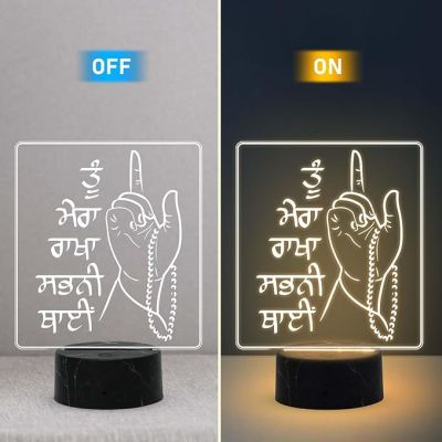 Ek Onkar Waheguru Tera Shukar Hai Punjabi Text Lamp with Warm White Light Home, Temple, Office, Pooja Room Decor Light Gift for Punjabi Friend