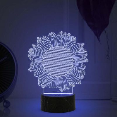 3D Illusion Sunflower Night Lamp with Automatic Color Changing Light Bedroom Living Room & Office Decoration