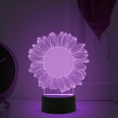 3D Illusion Sunflower Night Lamp with Automatic Color Changing Light Bedroom Living Room & Office Decoration