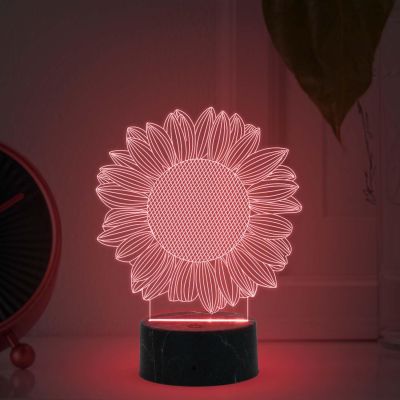 3D Illusion Sunflower Night Lamp with Automatic Color Changing Light Bedroom Living Room & Office Decoration