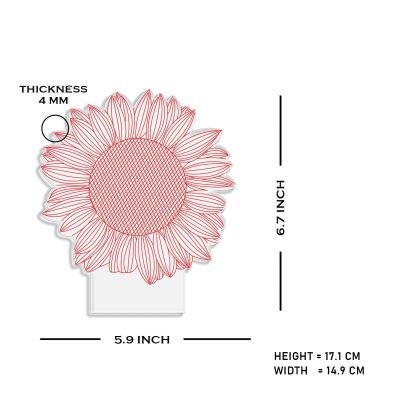 3D Illusion Sunflower Night Lamp with Warm White Light Bedroom Living Room & Office Decoration