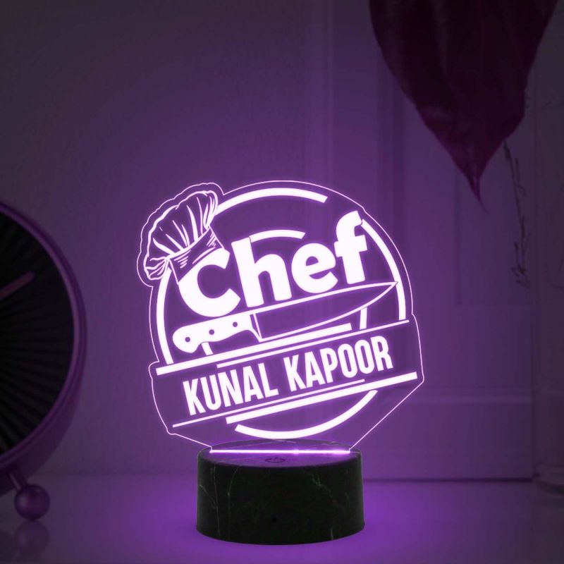 Personalized Chef Table Lamp with Automatic Color Changing Light Customized with Name Birthday Gift for Male & female Chef Gift Friend for Kitchen Décor Gift for Cooking and Foodies Person