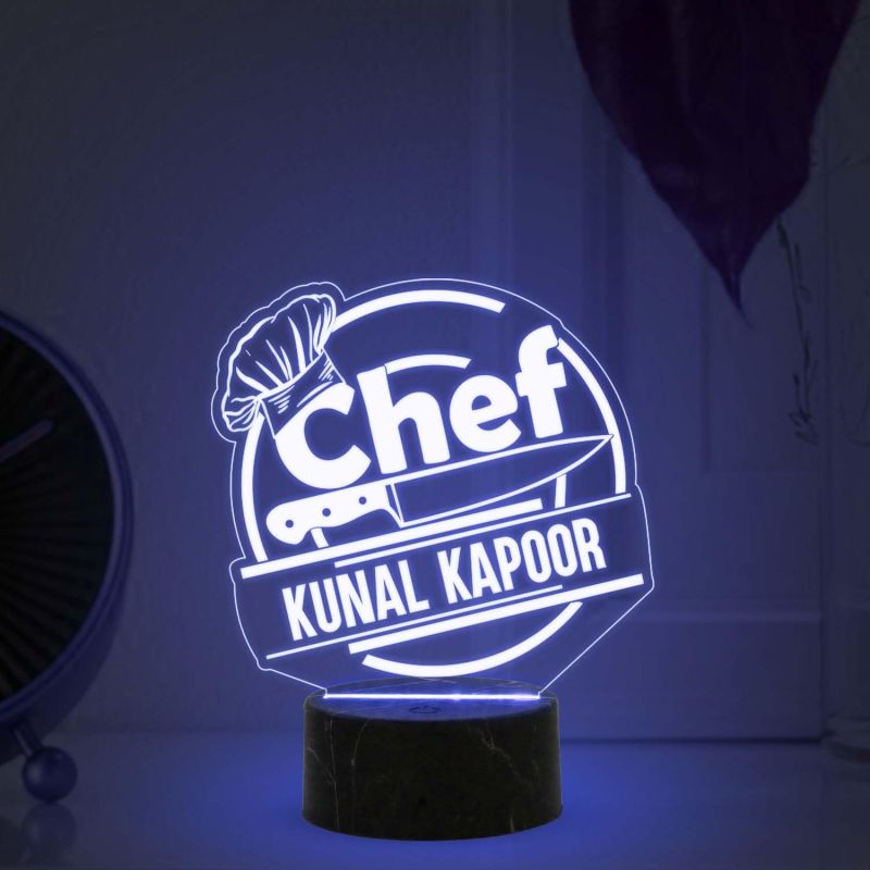 Personalized Chef Table Lamp with Automatic Color Changing Light Customized with Name Birthday Gift for Male & female Chef Gift Friend for Kitchen Décor Gift for Cooking and Foodies Person