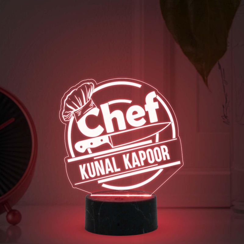 Personalized Chef Table Lamp with Automatic Color Changing Light Customized with Name Birthday Gift for Male & female Chef Gift Friend for Kitchen Décor Gift for Cooking and Foodies Person