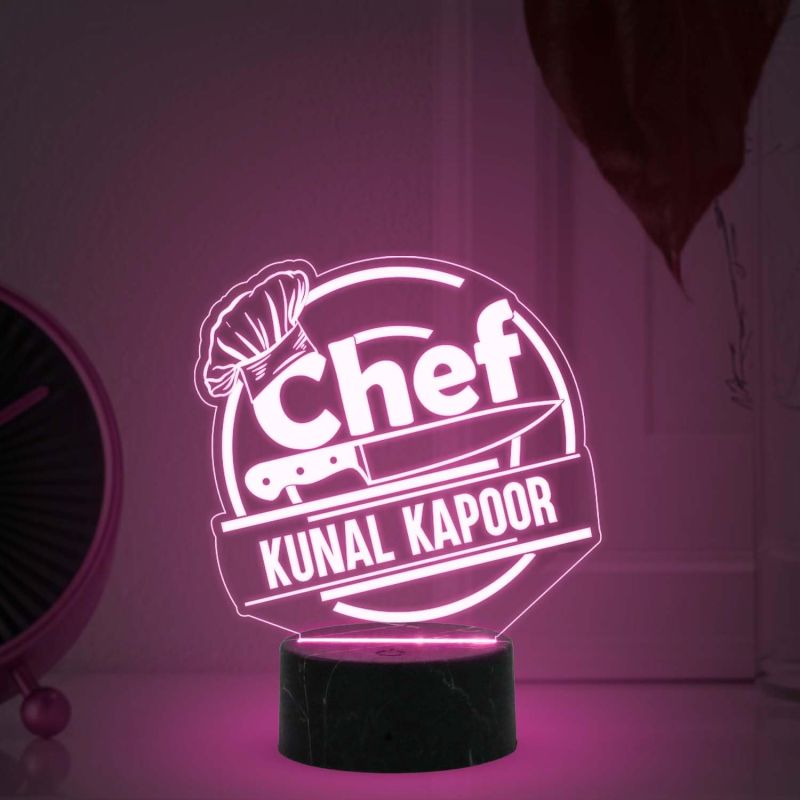 Personalized Chef Table Lamp with Automatic Color Changing Light Customized with Name Birthday Gift for Male & female Chef Gift Friend for Kitchen Décor Gift for Cooking and Foodies Person