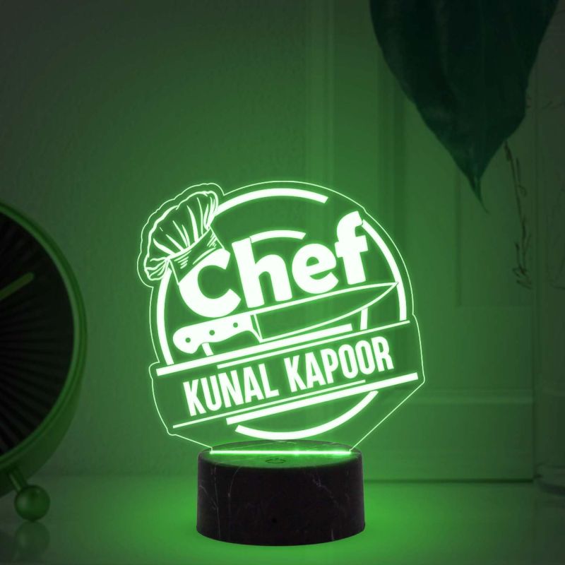 Personalized Chef Table Lamp with Automatic Color Changing Light Customized with Name Birthday Gift for Male & female Chef Gift Friend for Kitchen Décor Gift for Cooking and Foodies Person