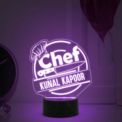 Personalized Chef Table Lamp with Automatic Color Changing Light Customized with Name Birthday Gift for Male & female Chef Gift Friend for Kitchen Décor Gift for Cooking and Foodies Person