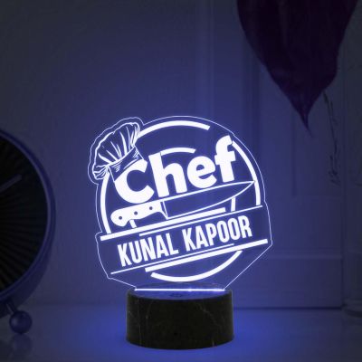 Personalized Chef Table Lamp with Automatic Color Changing Light Customized with Name Birthday Gift for Male & female Chef Gift Friend for Kitchen Décor Gift for Cooking and Foodies Person