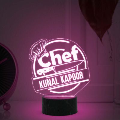 Personalized Chef Table Lamp with Automatic Color Changing Light Customized with Name Birthday Gift for Male & female Chef Gift Friend for Kitchen Décor Gift for Cooking and Foodies Person