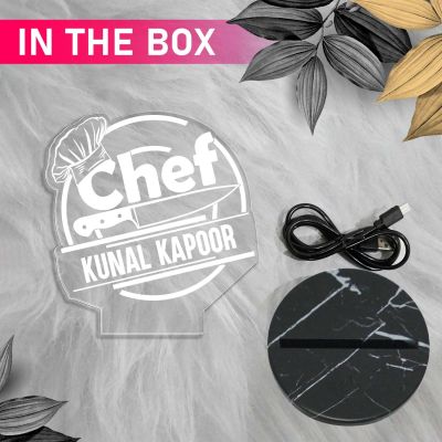 Personalized Chef Table Lamp with Automatic Color Changing Light Customized with Name Birthday Gift for Male & female Chef Gift Friend for Kitchen Décor Gift for Cooking and Foodies Person