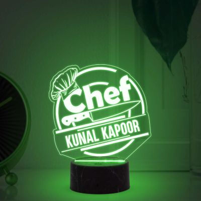 Personalized Chef Table Lamp with Automatic Color Changing Light Customized with Name Birthday Gift for Male & female Chef Gift Friend for Kitchen Décor Gift for Cooking and Foodies Person