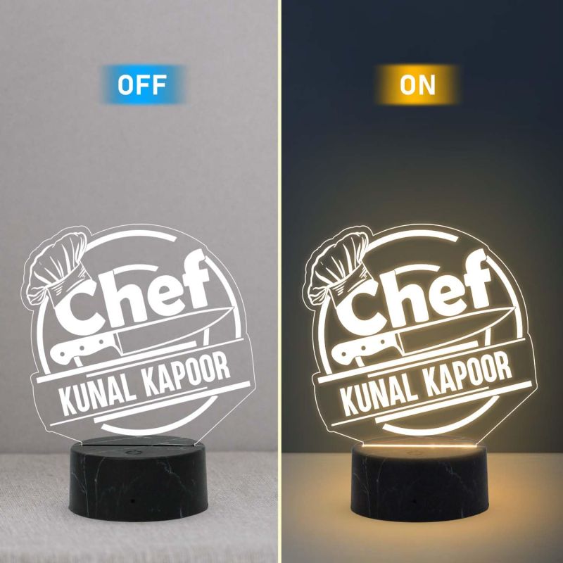 Personalized Chef Table Lamp with Warm White Light Customized with Name Birthday Gift for Male & female Chef Gift Friend for Kitchen Décor Gift for Cooking and Foodies Person