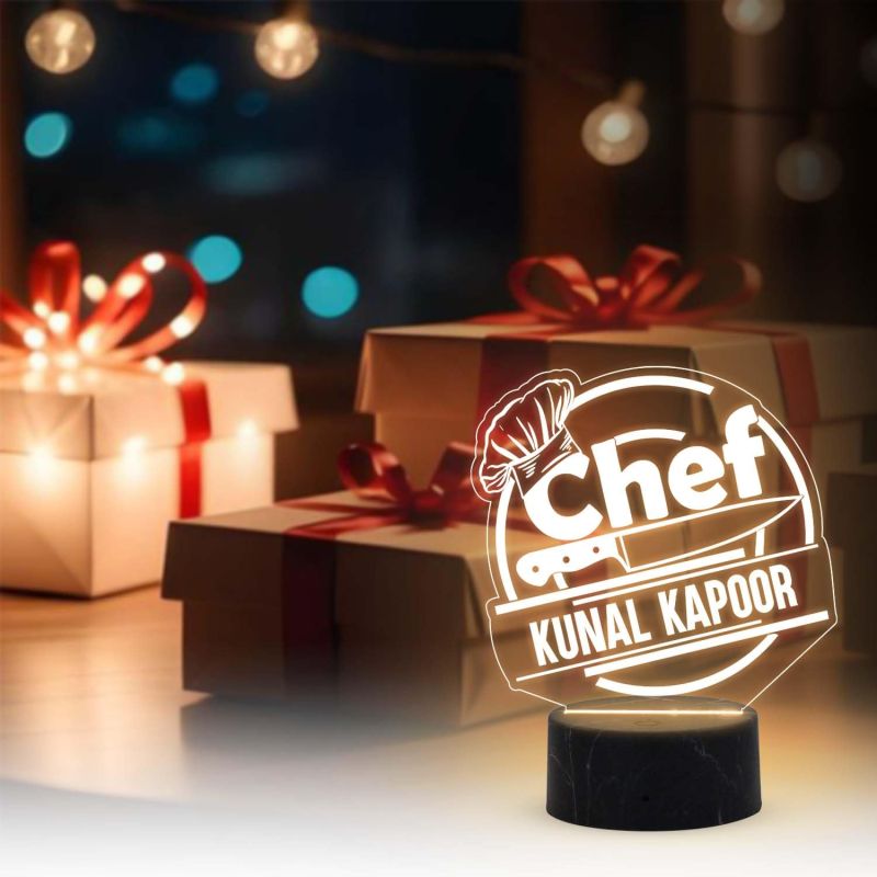 Personalized Chef Table Lamp with Warm White Light Customized with Name Birthday Gift for Male & female Chef Gift Friend for Kitchen Décor Gift for Cooking and Foodies Person