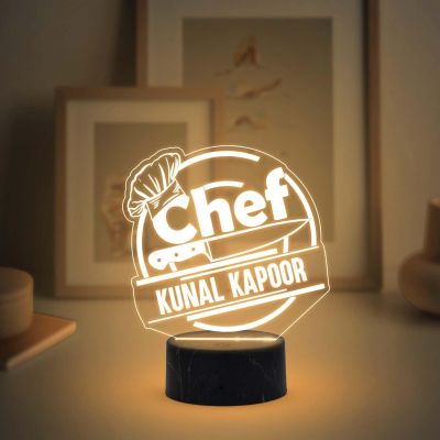 Personalized Chef Table Lamp with Warm White Light Customized with Name Birthday Gift for Male & female Chef Gift Friend for Kitchen Décor Gift for Cooking and Foodies Person
