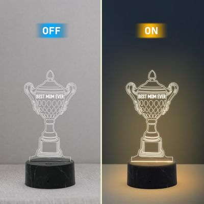Best Mom Ever Trophy Night Lamp with Warm White Light Birthday & Mothers Day Gift for Mom Birthday Gift from Daughter or Son