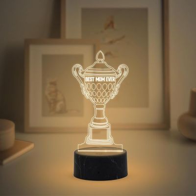 Best Mom Ever Trophy Night Lamp with Warm White Light Birthday & Mothers Day Gift for Mom Birthday Gift from Daughter or Son