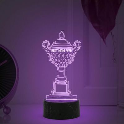 Best Mom Ever Trophy Night Lamp with Multicolored Light Birthday & Mothers Day Gift for Mom Birthday Gift from Daughter or Son