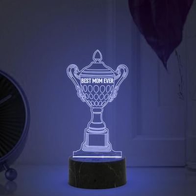 Best Mom Ever Trophy Night Lamp with Multicolored Light Birthday & Mothers Day Gift for Mom Birthday Gift from Daughter or Son